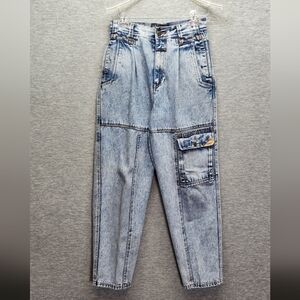 Vintage 80s New order acid wash cargo jeans tapped Grunge punk Streetwear Skater